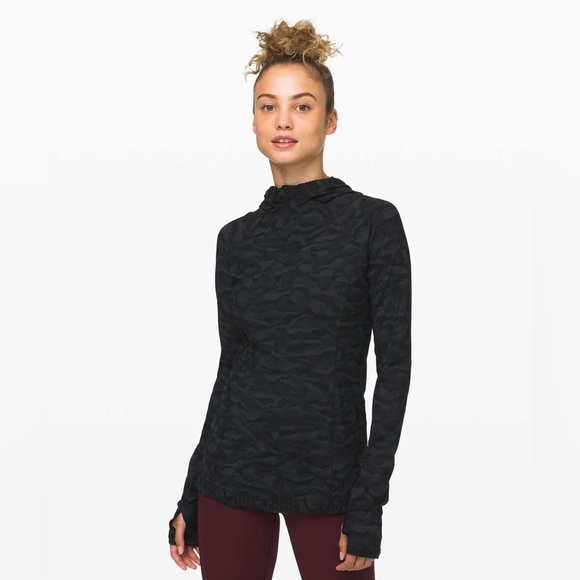 Lululemon Water Bound Hoodie Sequoia Camo Print Deep Coal Black size 6 - Picture 5 of 6